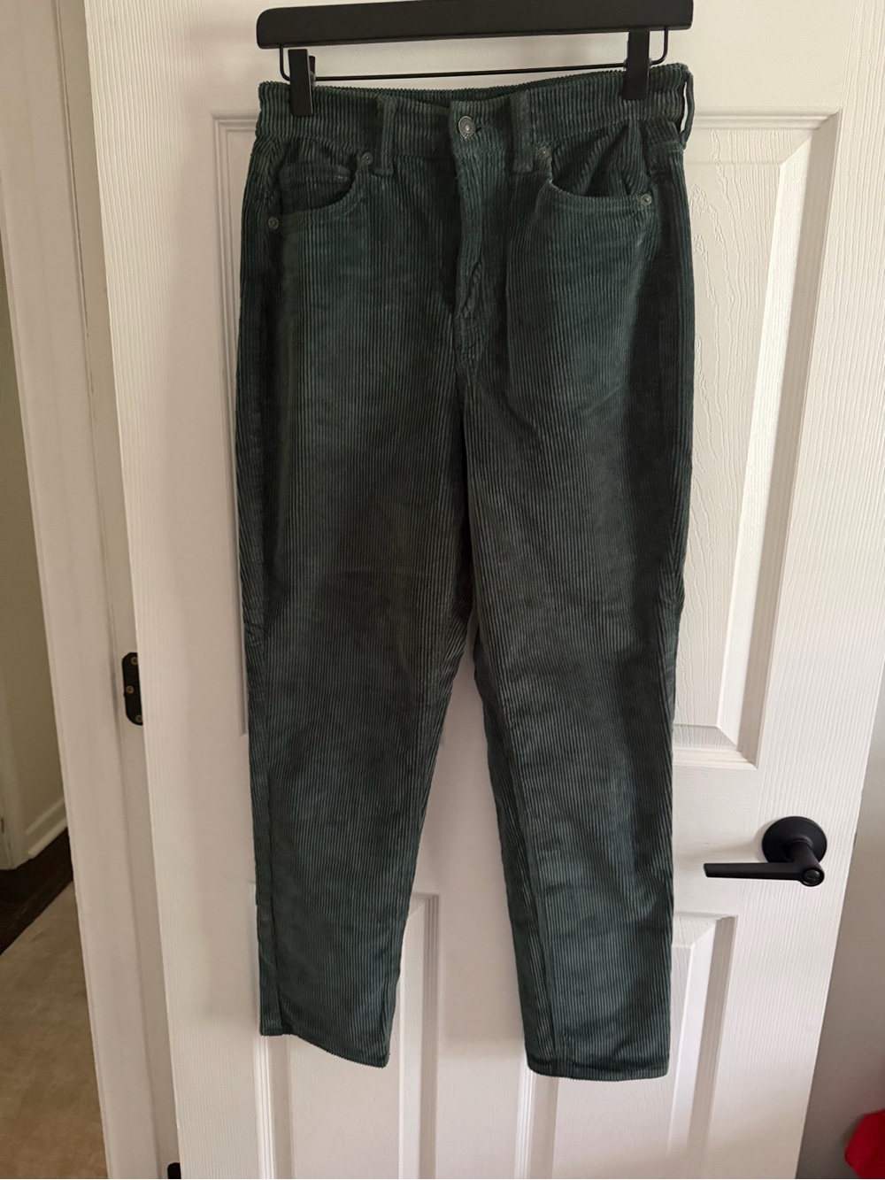 American Eagle Outfitters Dark Green Corduroy Straight Leg Jeans